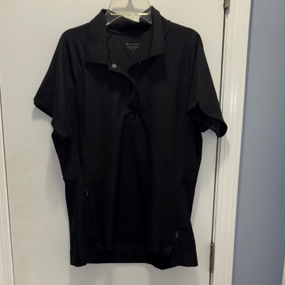 Athleta Black Polo Shirt size large